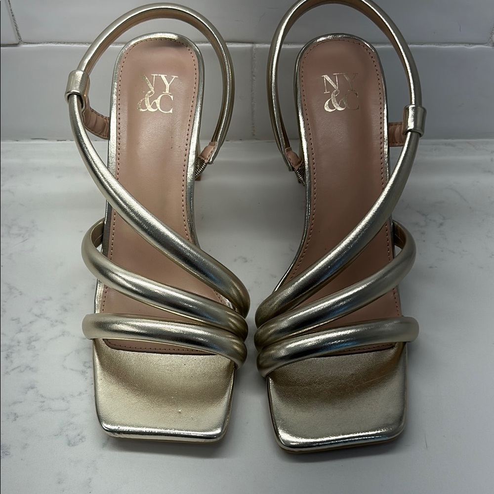 New York & Company Metallic Gold Heels